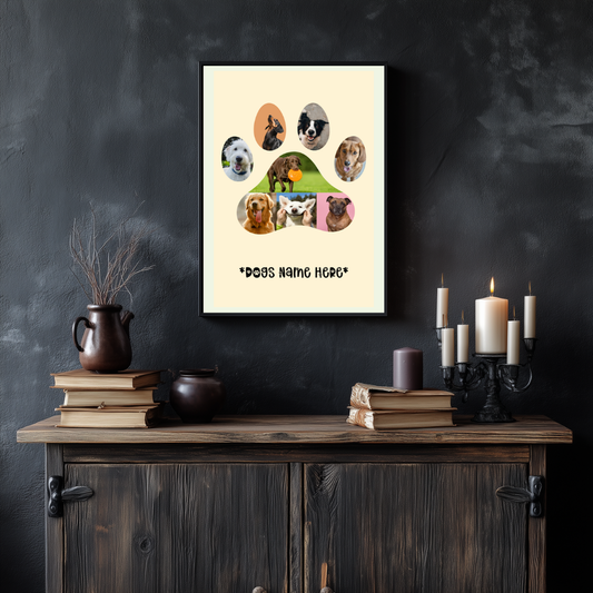 Custom Dog Paw Print Photo Collage | Personalised Pet Wall Art