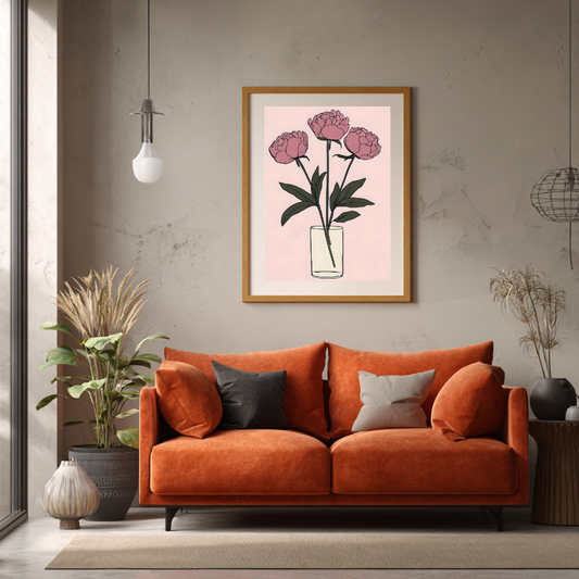 Pink Peony Wall Art | Elegant Floral Print