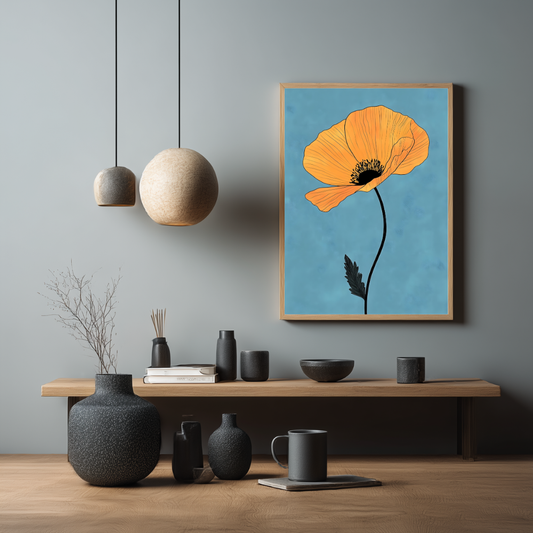 Golden Poppy Wall Art – Botanical Home Print