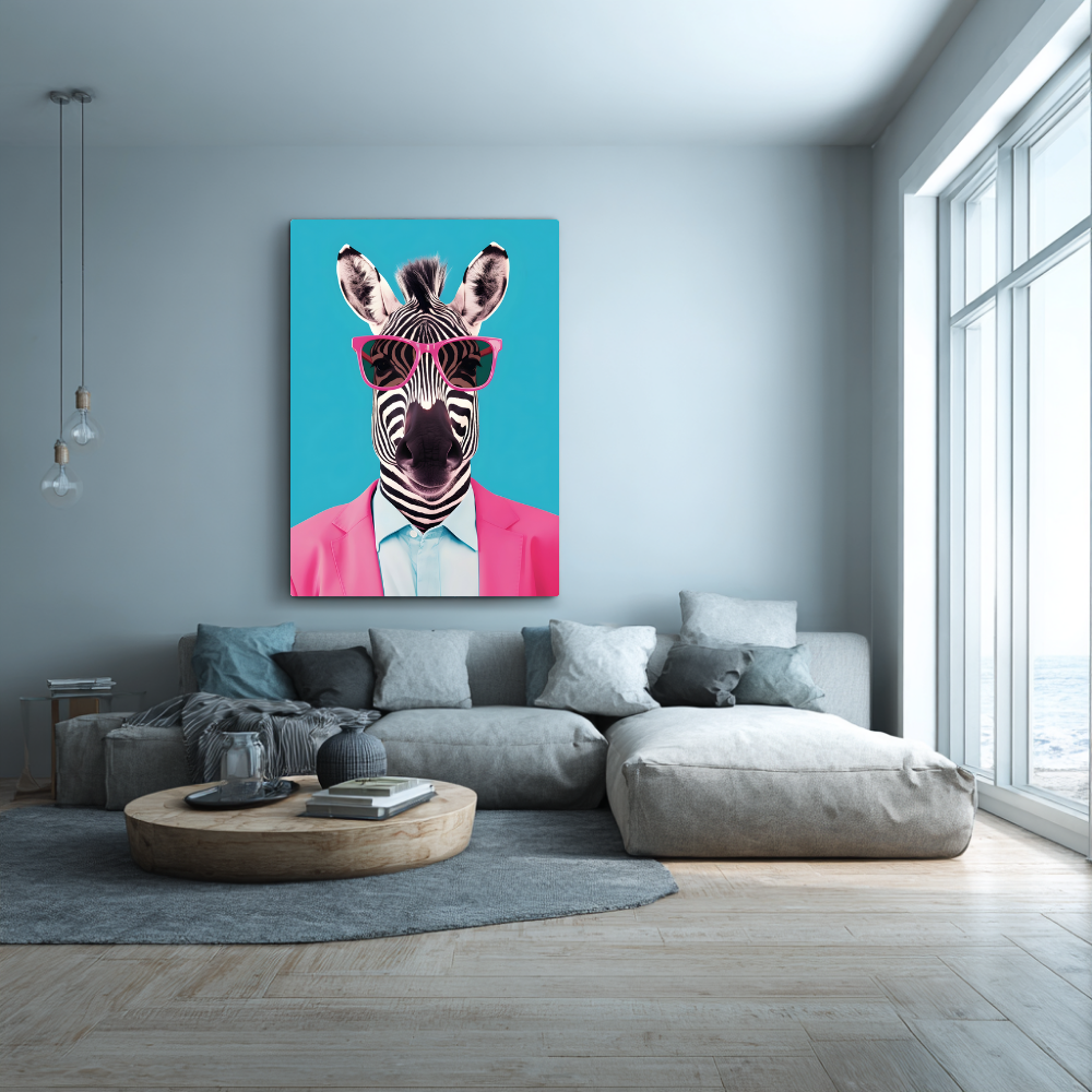 Dressed Zebra Wall Art | Colourful Modern Print