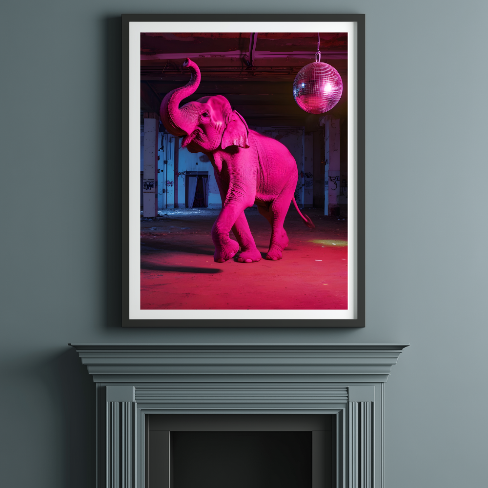 Pink Elephant Wall Art | Colourful Modern Print