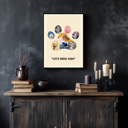 Custom Cat Paw Print Photo Collage | Personalised Pet Wall Art