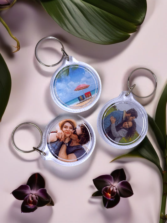 Custom Round Photo Keyrings | Personalised Keychain Gifts