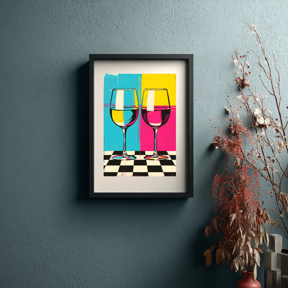 Wine Glasses PopArt Wall Print | Modern Art