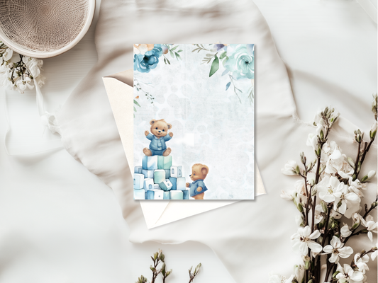 New Baby Card | High Quality Card for Parents & Showers | Boy