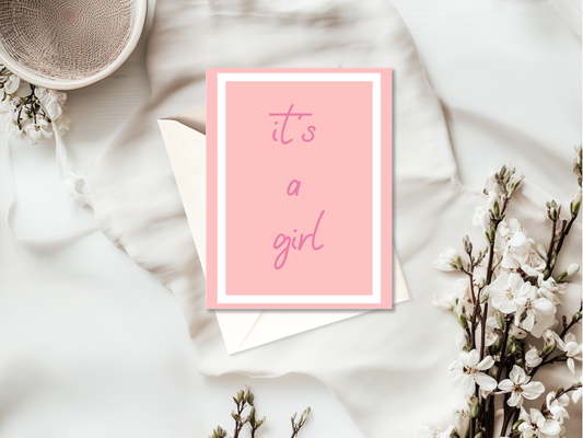 New Baby Card | High Quality Card for Parents & Showers | Girl