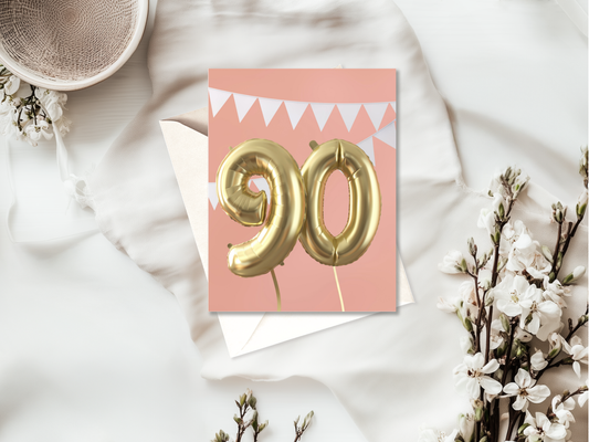 90th Birthday Card | High Quality Greeting for Milestone Celebration