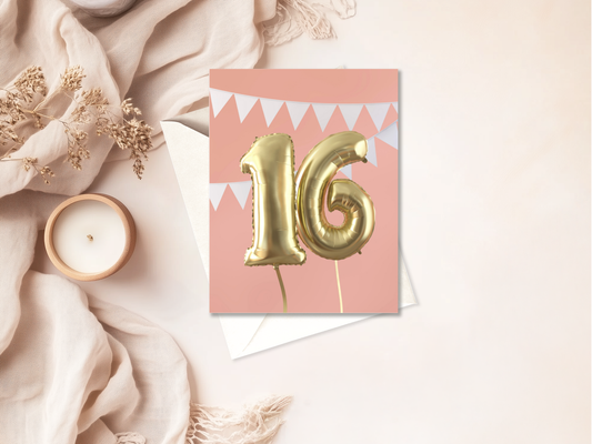 16th Birthday Card | High Quality | Milestone Celebration | Sweet 16