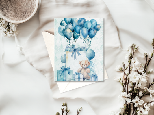 New Baby Card | High Quality Card for Parents & Showers | Boy