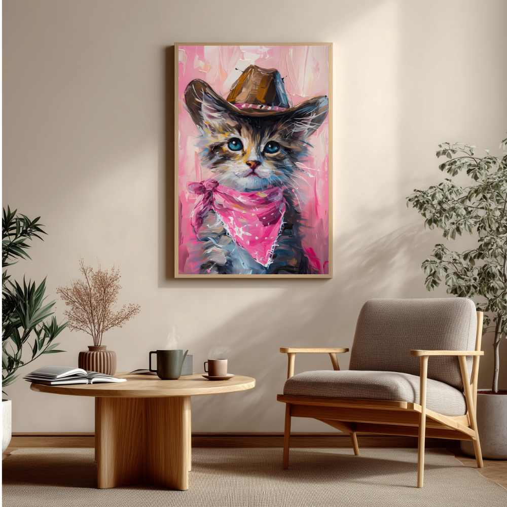 Western Kitten Wall Print | Colourful Modern