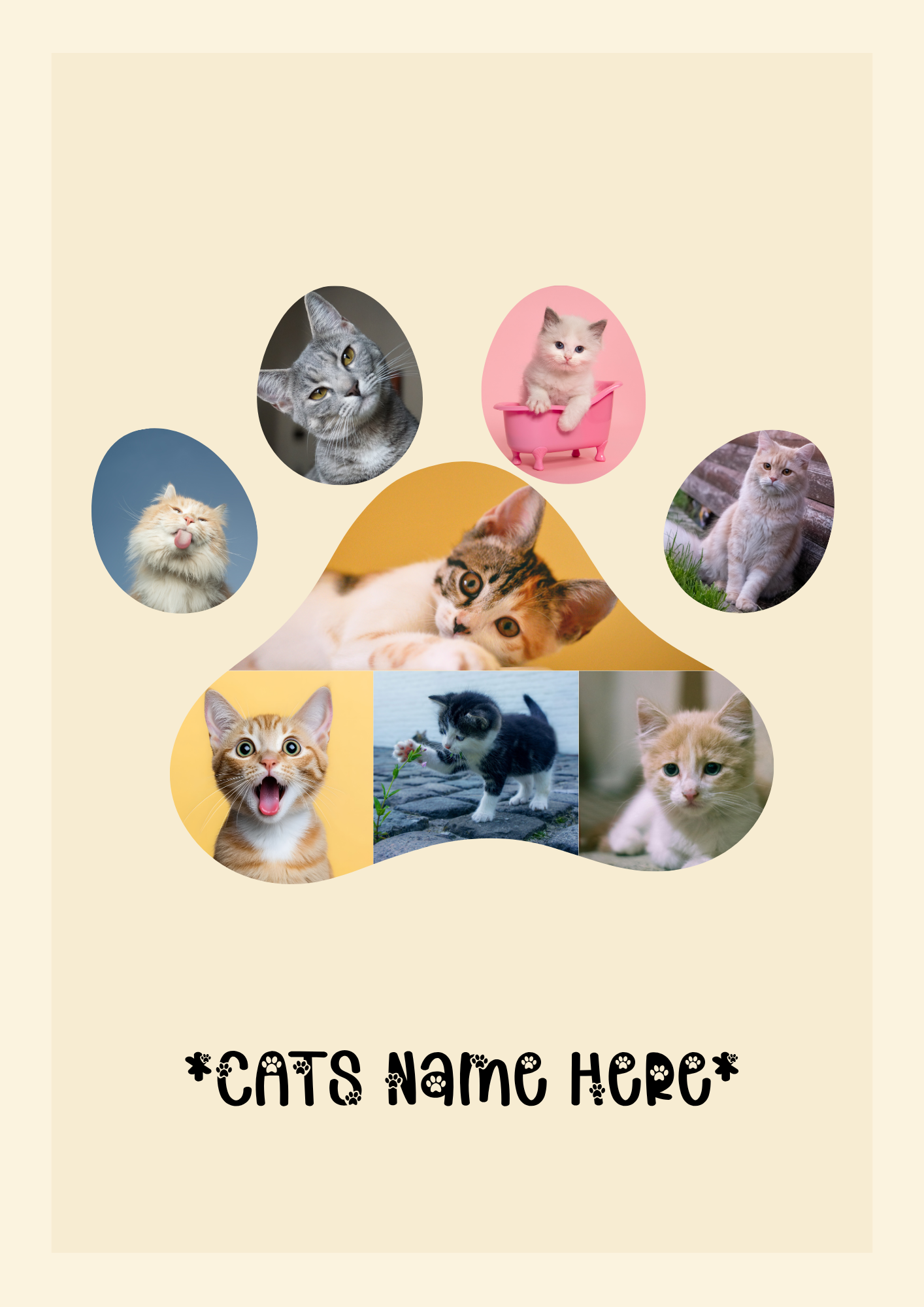 Custom Cat Paw Print Photo Collage | Personalised Pet Wall Art