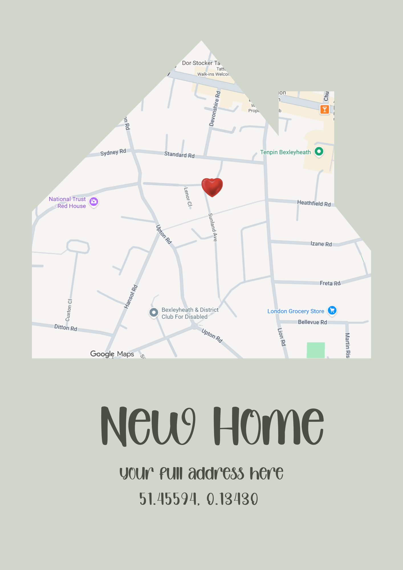 Personalised New Home Map Print | Custom House Wall Art