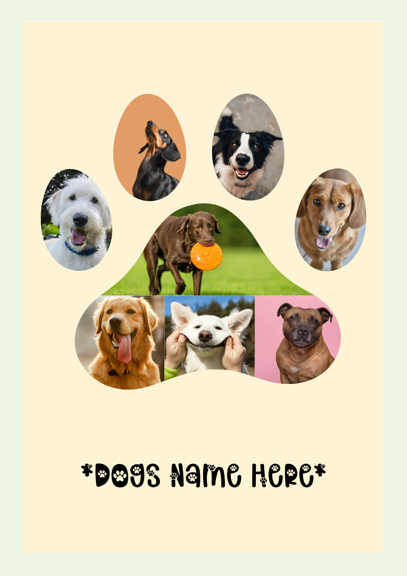 Custom Dog Paw Print Photo Collage | Personalised Pet Wall Art