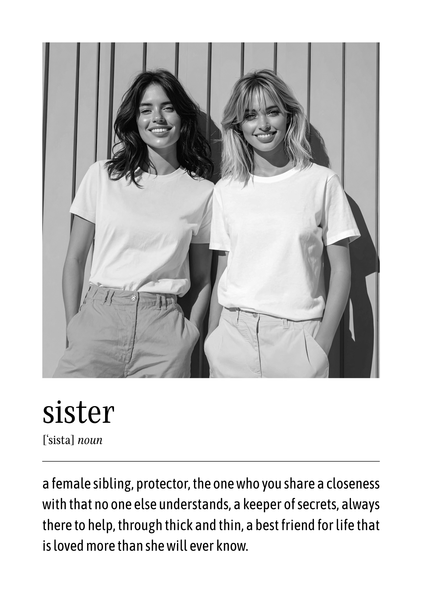 Personalised Sister Photo Print | Custom Definition Wall Art