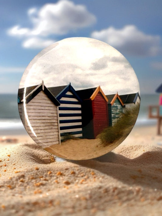 Beach Huts Fridge Magnet | Coastal Seaside Kitchen Décor