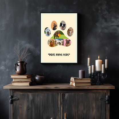 Custom Dog Paw Print Photo Collage | Personalised Pet Wall Art