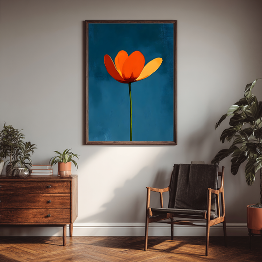 Orange Flower Wall Art | Modern Floral Print