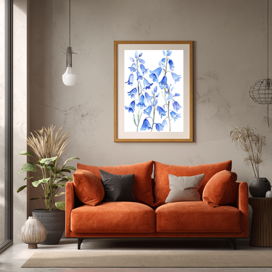 Bluebell Watercolour Print | Floral Wall Art