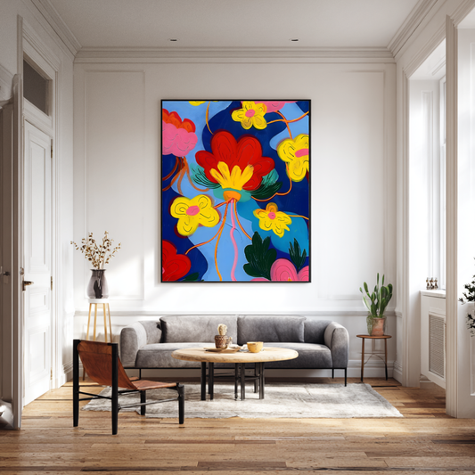 Bold Abstract Flower Wall Art | Colourful Modern Print