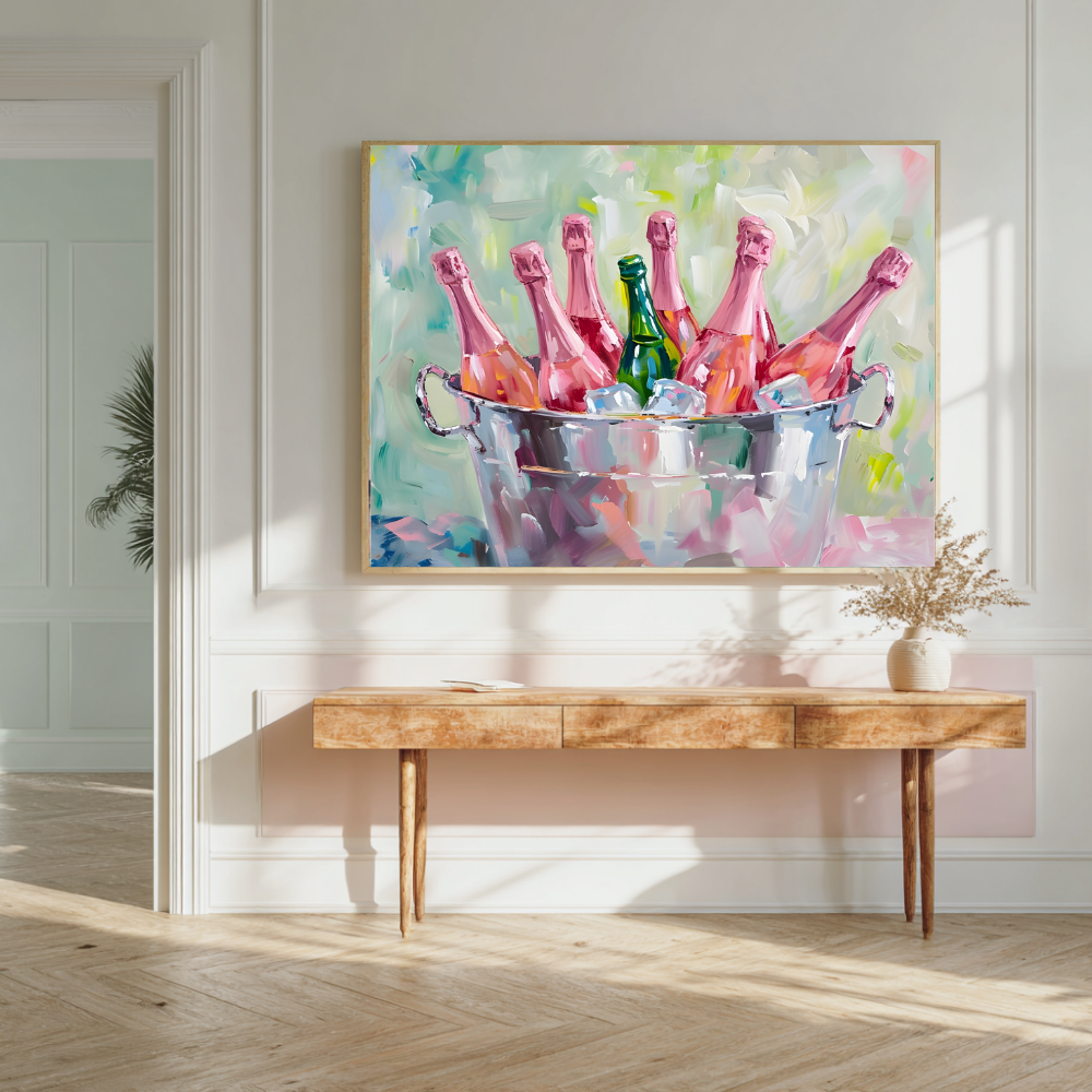 Champagne Bottle Print | Colourful Modern Art