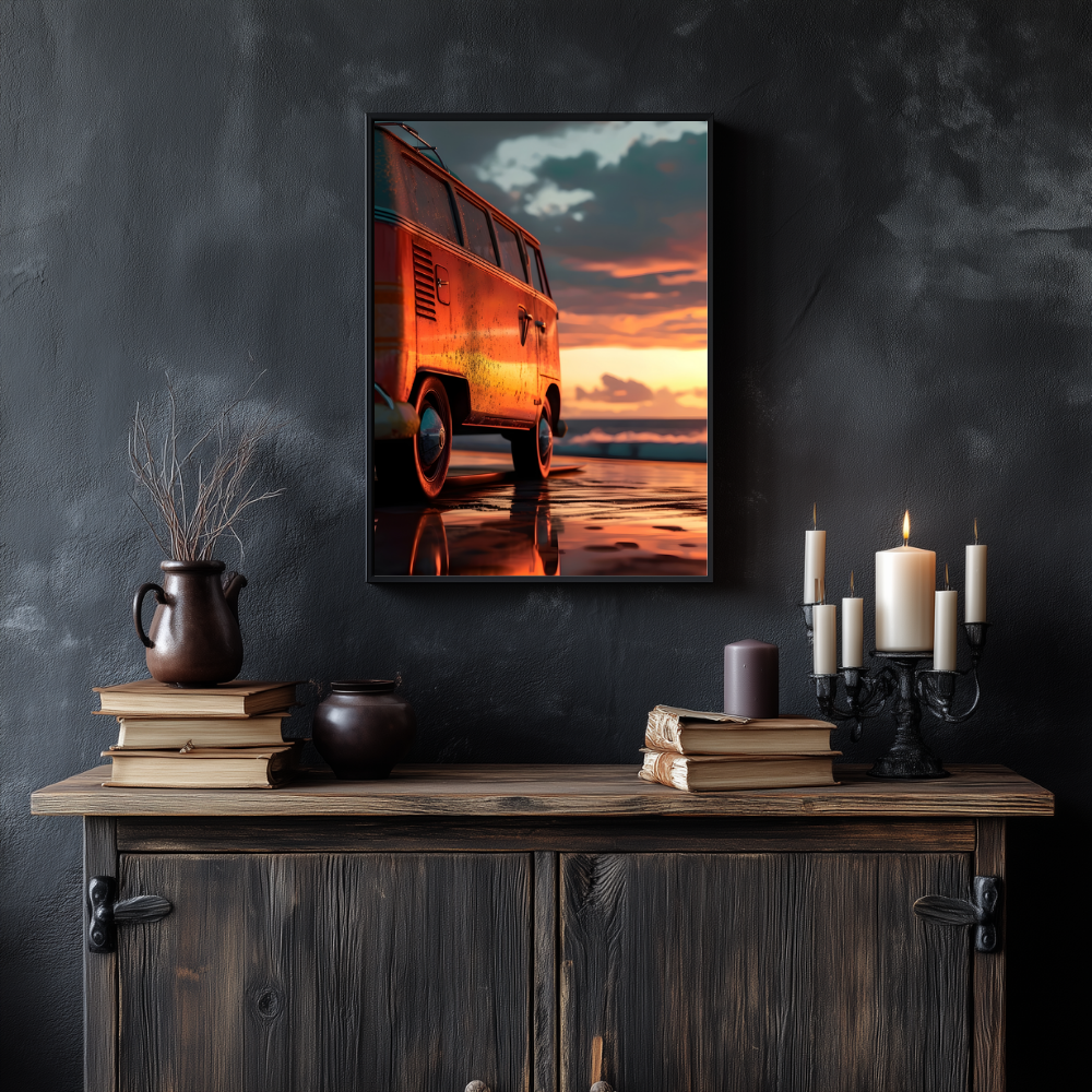 Campervan Sunset Wall Art | Colourful Modern Print