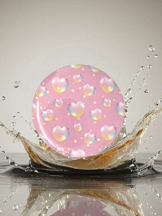Heart & Stars Splash Pin | Whimsical Pink Badge