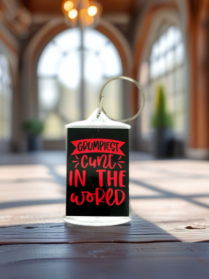 Grumpiest C*unt In The World | Funny/Rude Acrylic Keyring | Novelty