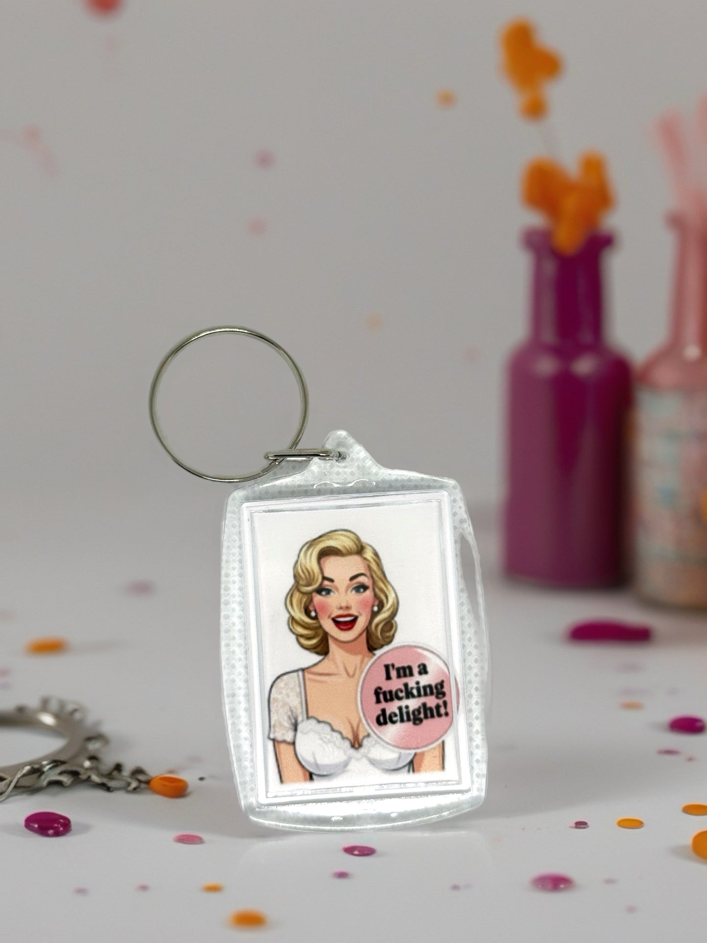I'm A F*cking Delight | Funny/Rude Acrylic Keyring | Novelty