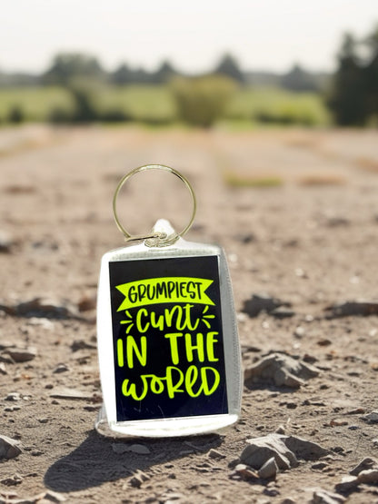 Grumpiest C*unt In The World | Funny/Rude Acrylic Keyring | Novelty