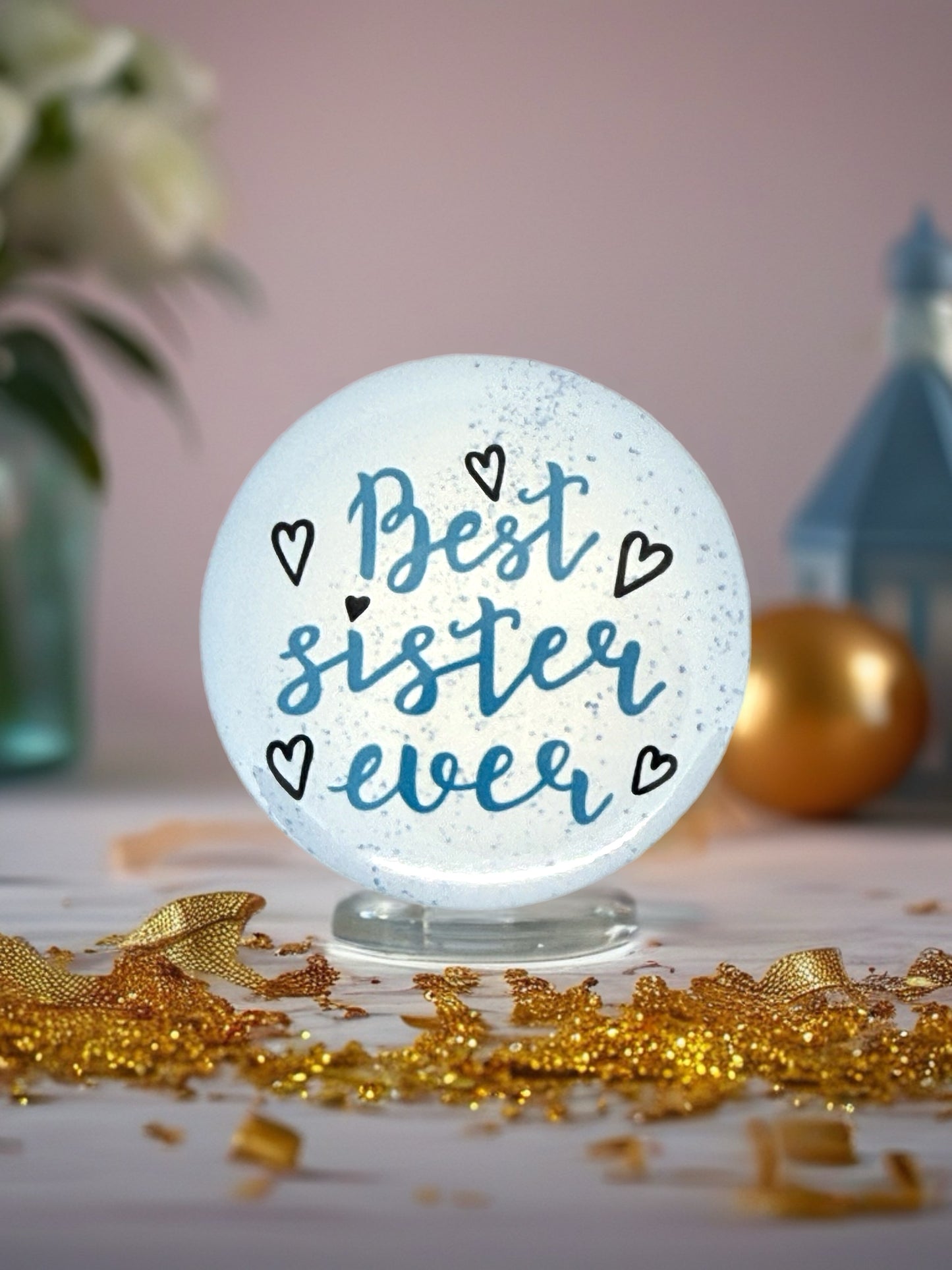 Best Sister Ever Pocket Mirror or Pin Badge | Sister Gift