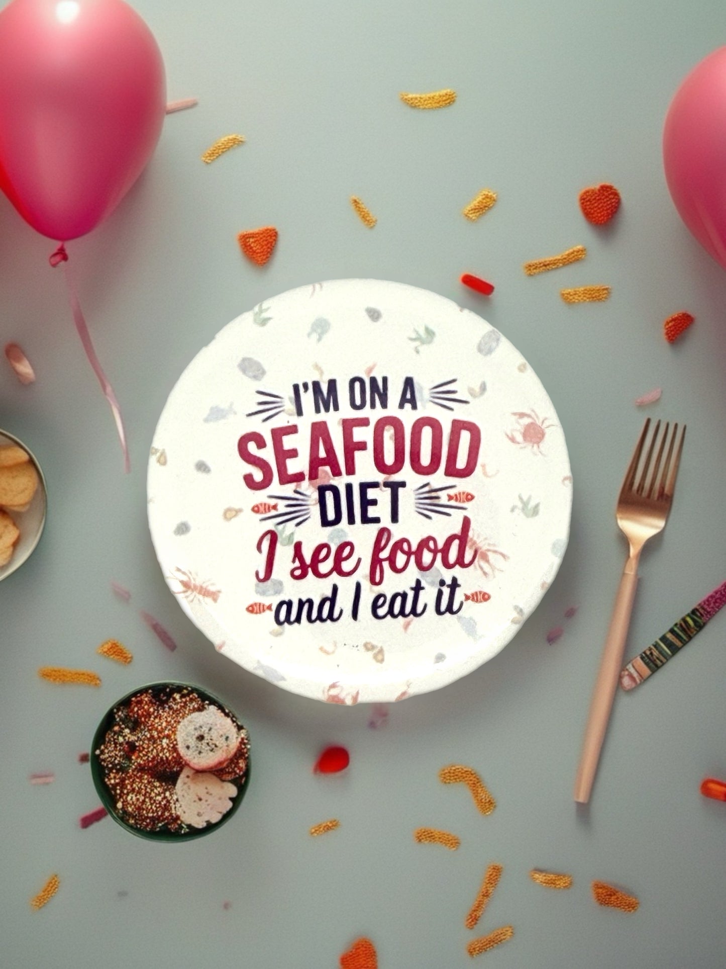I'm On a Seafood Diet Pin Badge | Funny Foodie Gift