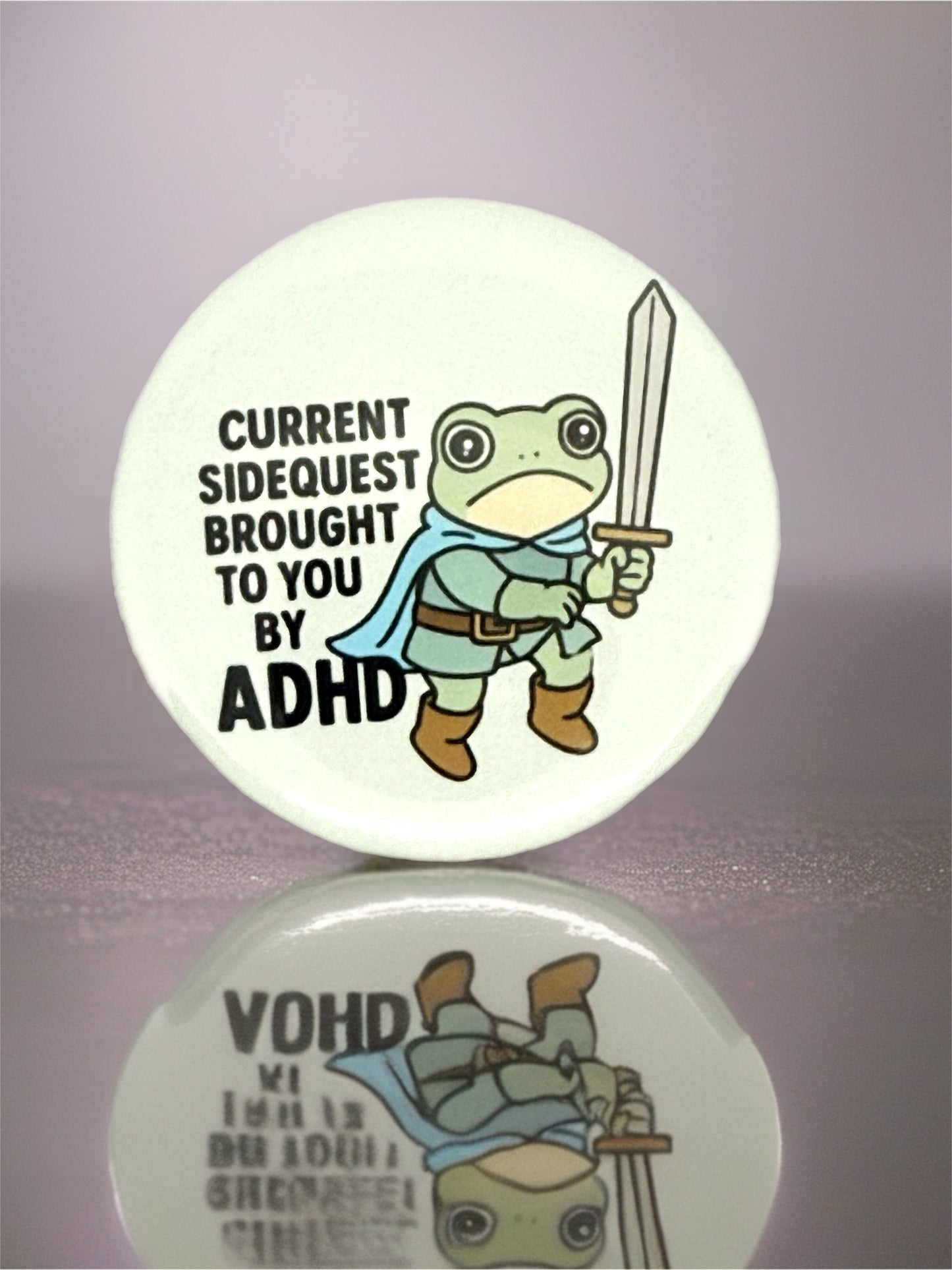 Current Sidequest Brought to You by ADHD Pin Badge | Funny Frog Gamer Gift