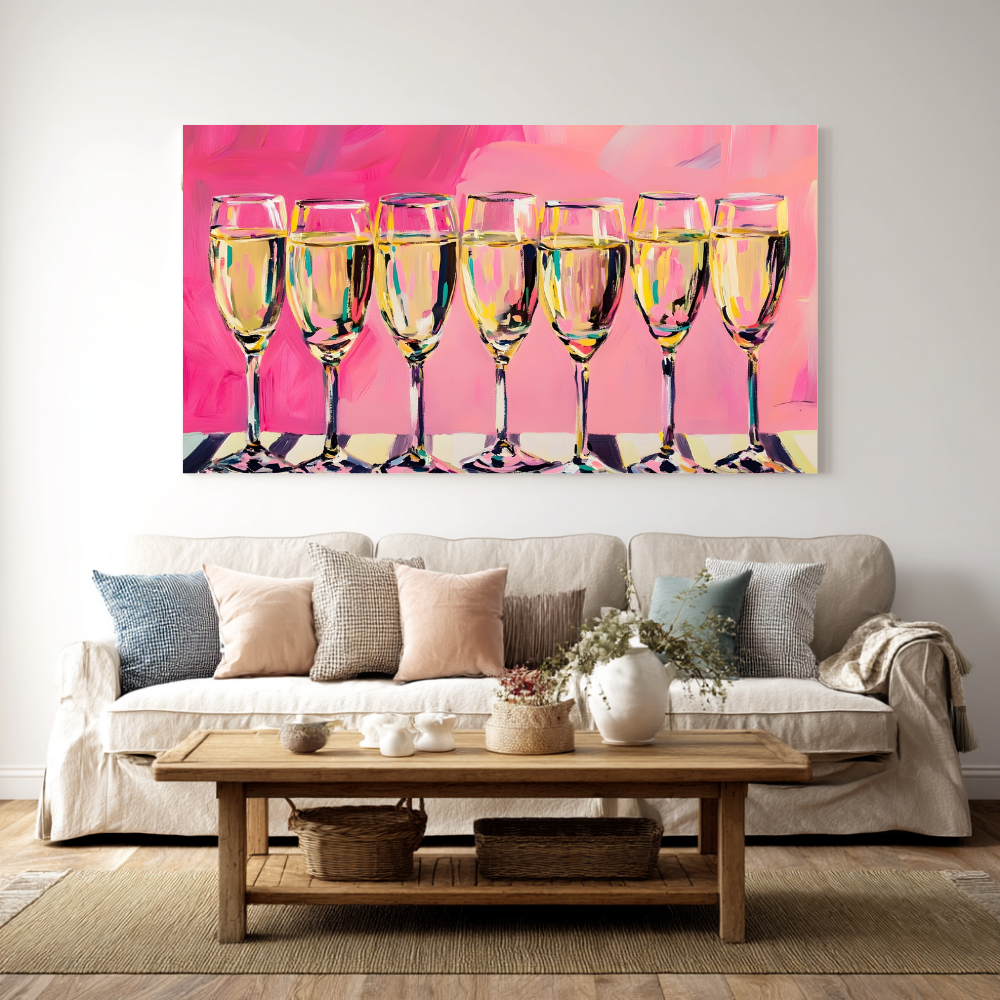 Wine Glasses Wall Art | Colourful Modern Print