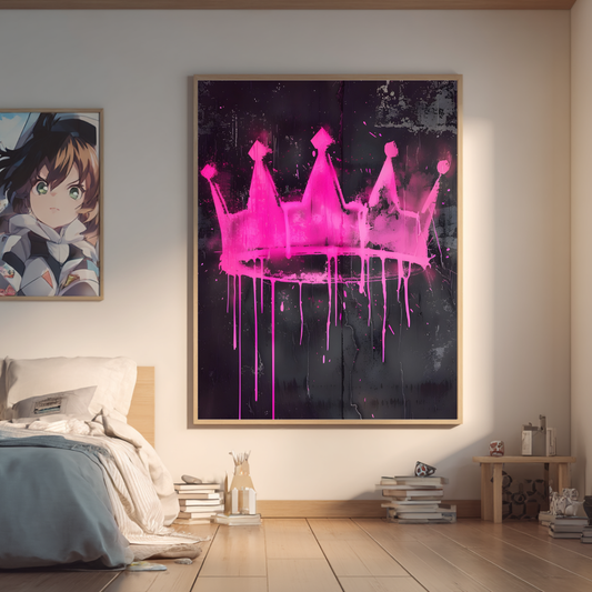 Pink Crown Wall Art | Colourful Modern Print