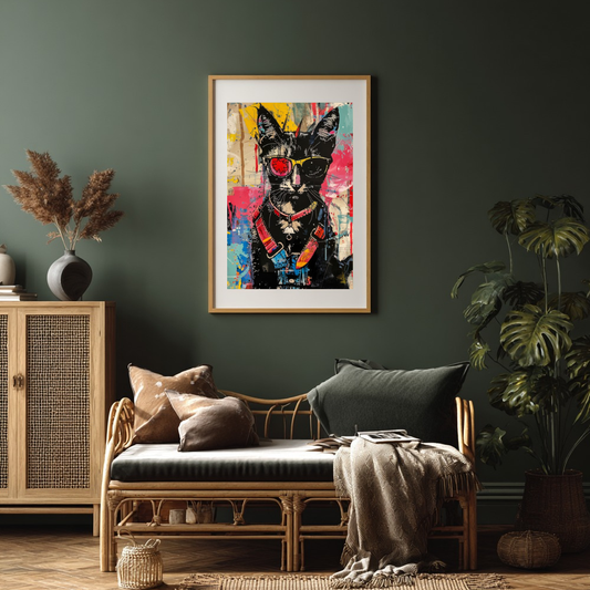 Cat PopArt Wall Print | Colourful Modern