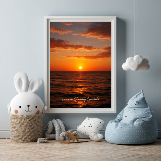 Forever Chasing Sunsets Wall Art | Colourful Modern Print