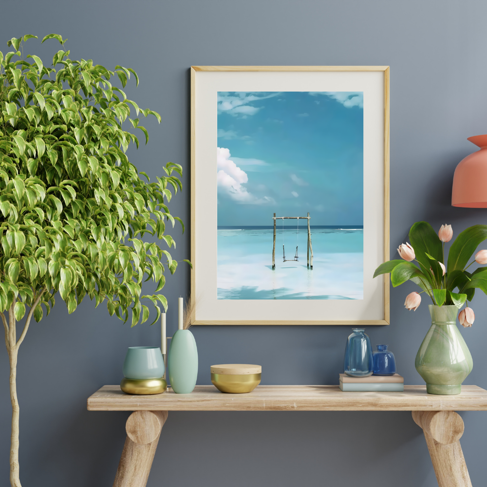 Beach Swing Chair Wall Art | Colourful Modern Print