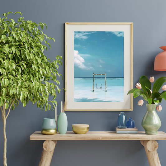 Beach Swing Chair Wall Art | Colourful Modern Print