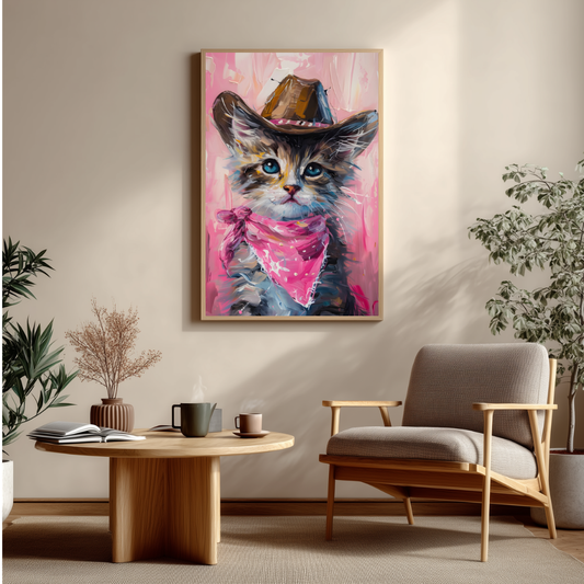 Western Kitten Wall Print | Colourful Modern