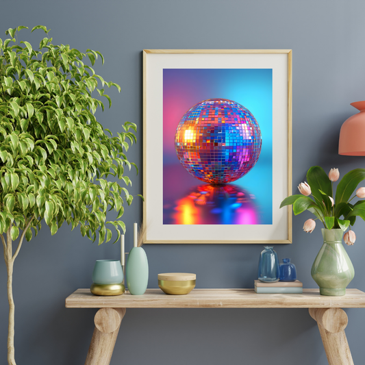 Disco Ball Wall Art | Colourful Modern Print