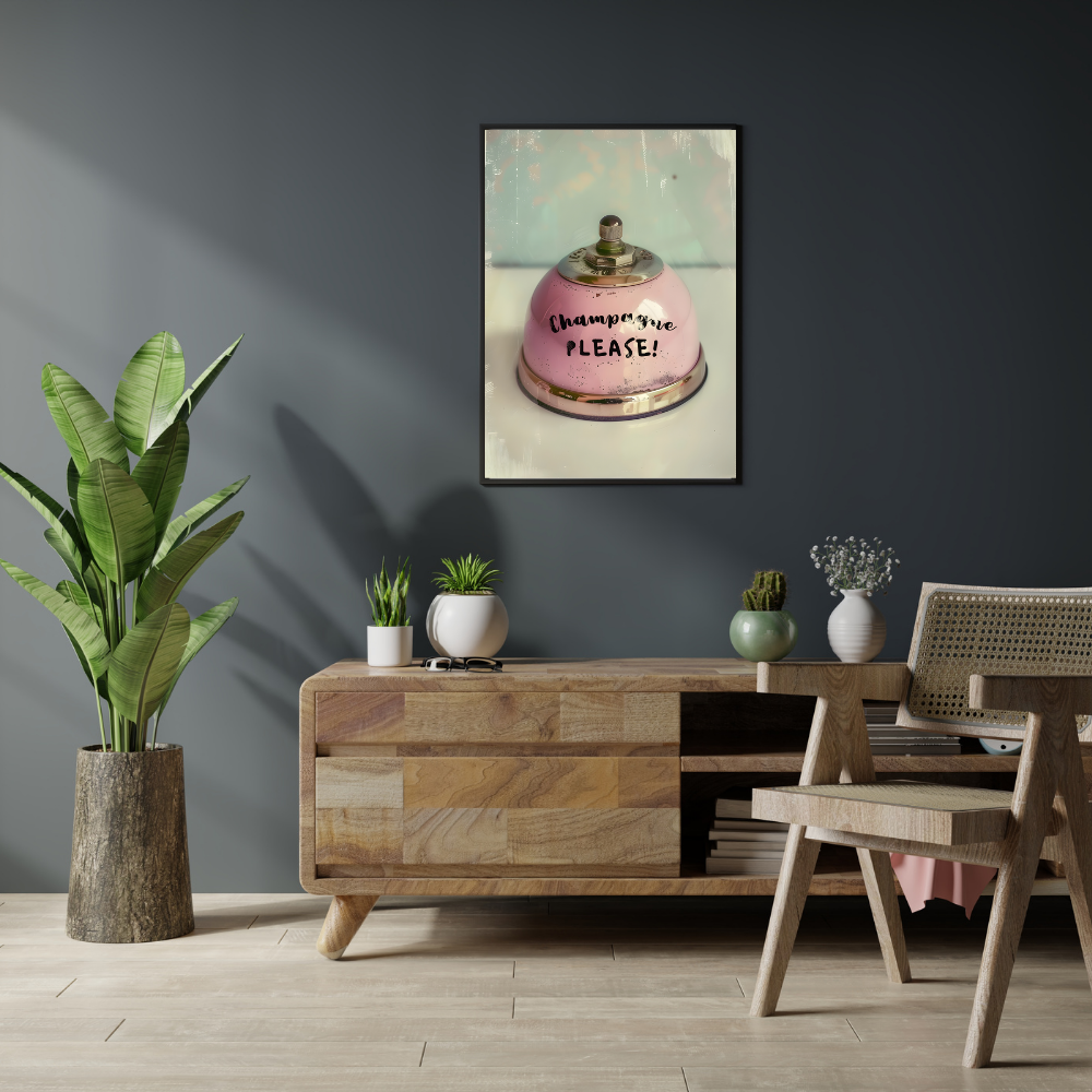 Champagne Please Wall Art | Colourful Modern Print