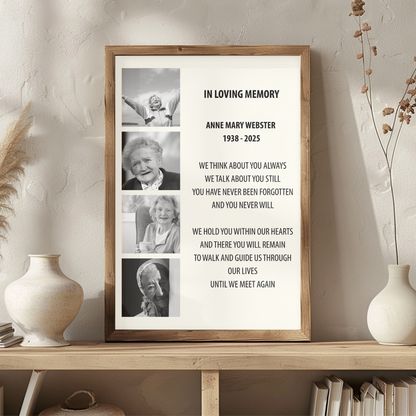 Personalised Memorial Print | In Loving Memory Photo Wall Art