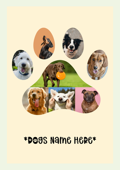 Custom Dog Paw Print Photo Collage | Personalised Pet Wall Art